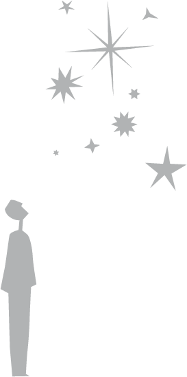 Ein Mann blickt in den Sternenhimmel.