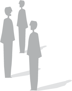 Eine Gruppe von 3 Menschen steht zuasmmen.